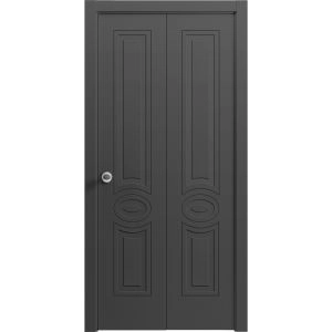 Sliding Closet Bi-fold Doors 36 x 80 inches | Mela 7001 Painted Black | Sturdy Tracks Moldings Trims Hardware Set | Wood Solid Bedroom Wardrobe Doors