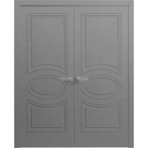 Interior Solid French Double Doors 36 x 80 inches / Mela 7001 Painted Grey / Wood Interior Solid Panel Frame / Closet Bedroom Modern Doors