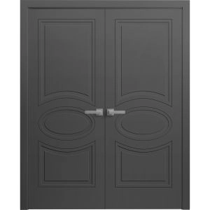 Interior Solid French Double Doors 36 x 80 inches / Mela 7001 Painted Black / Wood Interior Solid Panel Frame / Closet Bedroom Modern Doors