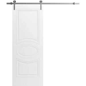 Modern Barn Door with Hardware / Mela 7001 Matte White / 6.6FT Rail Track Set / Solid Panel Interior Doors