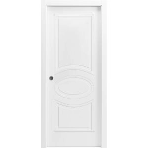 Sliding Pocket Door 18 x 80 inches / Mela 7001 Matte White / Kit Rail Hardware / Wood Interior Bedroom Modern Doors