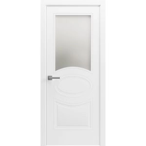 Solid French Door Opaque Glass / Mela 7012 Matte White / Single Regular Panel Frame Handle / Bathroom Bedroom Modern Doors -18" x 80"