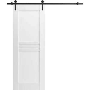 Modern Barn Door / Mela 7444 / 6.6FT Rail Track Heavy Hardware Set / Solid Panel Interior Doors-18" x 80"