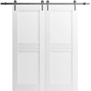 Modern Double Barn Door / Mela 7444 / 13FT Rail Track Set / Solid Panel Interior Doors-36" x 80"