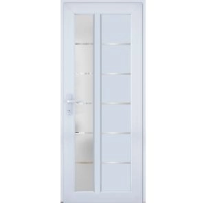 Front Exterior Prehung FiberGlass Door Frosted Glass / Manux 8088 White Silk / Office Commercial and Residential Doors Entrance Patio Garage