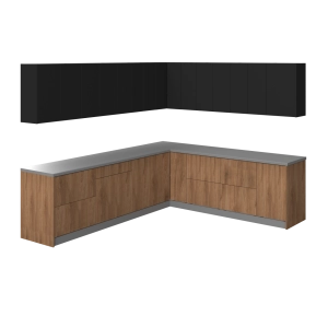 Kitchen Modern Collection Natural Teak & Black Color Base Size 10x8,5Ft Wide