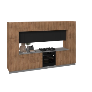 Kitchen Luxe Collection Natural Teak & Black Color Base Size 12Ft Wide