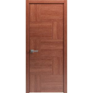 Modern Wood Interior Door with Hardware | Riviera 9015 Walnut | Single Panel Frame Trims | Bathroom Bedroom Sturdy Doors - 16" x 78"