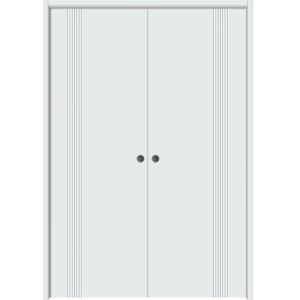 Sliding French Double Pocket Doors 36 x 80 inches | BASIC 0111 Arctic White | Kit Rail Hardware | Solid Wood Interior Bedroom Modern Doors