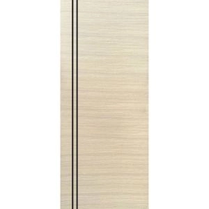 Slab Barn Door Panel | Planum 0016 Natural Veneer and Aluminum Strips | Sturdy Finished Flush Modern Doors | Pocket Closet Sliding