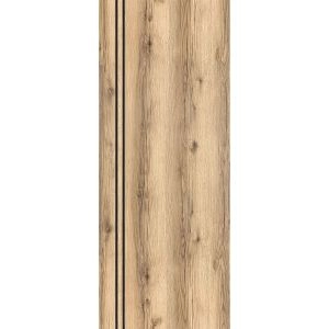 Slab Barn Door Panel | Planum 0016 Oak and Aluminum Strips | Sturdy Finished Flush Modern Doors | Pocket Closet Sliding