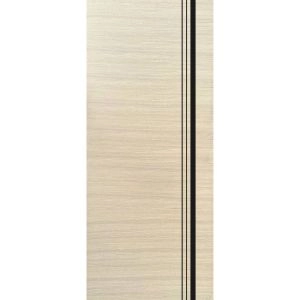 Slab Barn Door Panel | Planum 0011 Natural Veneer and Aluminum Strips | Sturdy Finished Flush Modern Doors | Pocket Closet Sliding
