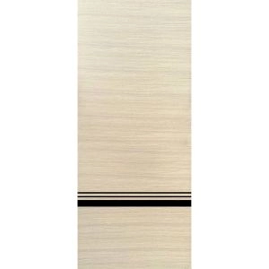 Slab Barn Door Panel | Planum 0012 Natural Veneer and Aluminum Strips | Sturdy Finished Flush Modern Doors | Pocket Closet Sliding