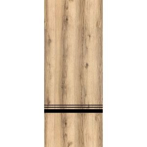 Slab Barn Door Panel | Planum 0012 Oak and Aluminum Strips | Sturdy Finished Flush Modern Doors | Pocket Closet Sliding