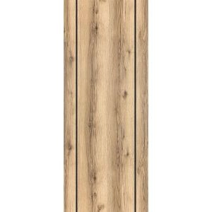 Slab Barn Door Panel | Planum 0017 Oak and Aluminum Strips | Sturdy Finished Flush Modern Doors | Pocket Closet Sliding-18" x 80"