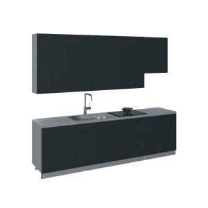 Kitchen Contemporary Collection Black Color Base Size 9.5Ft Wide