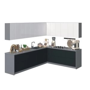 Kitchen Culinary Collection Black & White Gloss Color Base Size 10Ft Wide