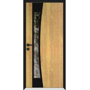 Front Exterior Prehung Aluminum Door / Cynex 6116 Black / Entry Steel Metal Modern Painted W36"xH80" Right-hand Inswing