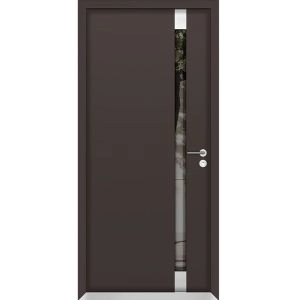 Front Exterior Prehung Aluminum Door / Cynex 6777 Brown / Entry Steel Metal Modern Painted W36"xH80" Right-hand Inswing