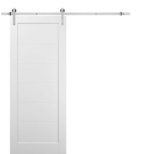 Sliding Barn Door with 6.6ft Hardware | Quadro 4115 White Silk | Rail Hangers Sturdy Silver Set | Wooden Solid Panel Interior Doors-24" x 80"