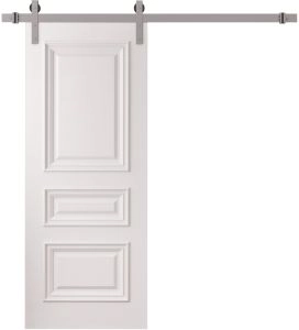 Barn Door 18 x 80 inches | ROYAL 9833 White Enamel | 6.6FT Silver Rail Track Heavy Hardware Set | Solid Panel Interior Doors