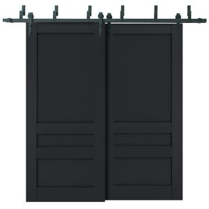 Sliding Closet Barn Bypass Doors | Veregio 7411 Antracite | Sturdy 6.6ft Rails Hardware Set | Wood Solid Bedroom Wardrobe Doors 