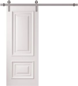 Barn Door 18 x 80 inches | ROYAL 9822 White Enamel | 6.6FT Silver Rail Track Heavy Hardware Set | Solid Panel Interior Doors