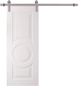 Barn Door 18 x 80 inches | BASIC 9801 White | 6.6FT Silver Rail Track Heavy Hardware Set | Solid Panel Interior Doors