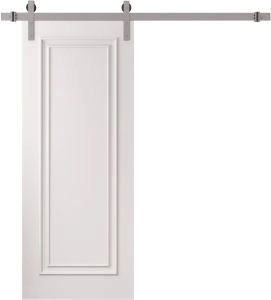 Barn Door 18 x 80 inches | ROYAL 9811 White Enamel | 6.6FT Silver Rail Track Heavy Hardware Set | Solid Panel Interior Doors