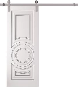 Barn Door 18 x 80 inches | ROYAL 9855 White Enamel | 6.6FT Silver Rail Track Heavy Hardware Set | Solid Panel Interior Doors