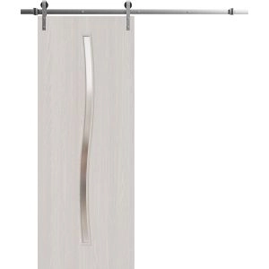 Modern Barn Door 18 x 80 inches | BASIC 3002 Ash Franko | 6.6FT Silver Rail Track Heavy Hardware Set | Solid Panel Interior Doors