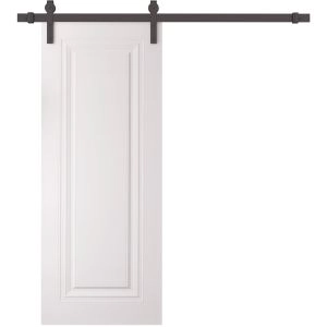 Barn Door 24 x 80 inches | BASIC 9111 White | 6.6FT Rail Track Heavy Hardware Set | Solid Panel Interior Doors