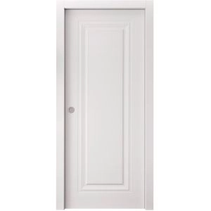 Sliding Pocket Door 24 x 80 inches | BASIC 9111 White | Kit Rail Hardware | Solid Wood Interior Bedroom Doors