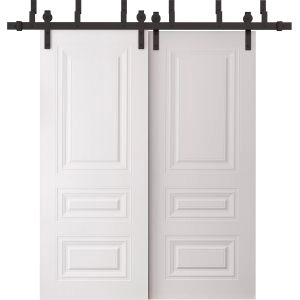 Basic 9233 interior barn bypass door 36x80 white wood with honeycomb