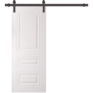 Barn Door 24 x 80 inches | BASIC 9233 White | 6.6FT Rail Track Heavy Hardware Set | Solid Panel Interior Doors