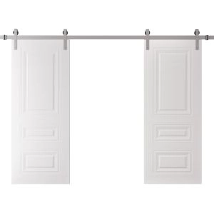 Basic 9233 interior barn double door 36x80 white wood with honeycomb
