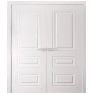 Interior Double Doors 84 x 84 inches | BASIC 9233 White | Wood Interior Solid Panel Frame | Closet Bedroom Doors