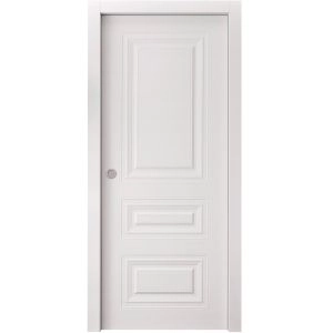 Sliding Pocket Door 24 x 80 inches | BASIC 9233 White | Kit Rail Hardware | Solid Wood Interior Bedroom Doors