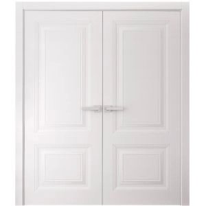 Interior Double Doors 48 x 80 inches | BASIC 9422 White | Wood Interior Solid Panel Frame | Closet Bedroom Doors