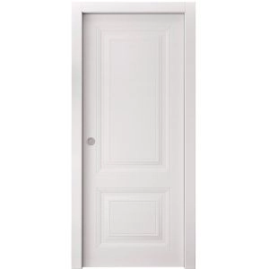 Sliding Pocket Door 24 x 80 inches | BASIC 9422 White | Kit Rail Hardware | Solid Wood Interior Bedroom Doors
