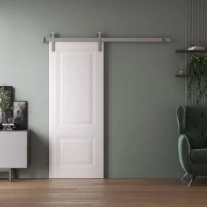 Barn Door 24 x 80 inches | BASIC 9772 White | 6.6FT Silver Rail Track Heavy Hardware Set | Solid Panel Interior Doors