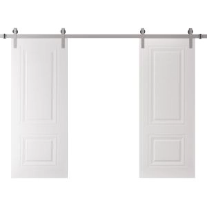 Basic 9772 interior barn double door 36x80 white wood with honeycomb
