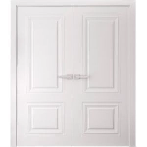 Interior Double Doors 72 x 84 inches | BASIC 9772 White | Wood Interior Solid Panel Frame | Closet Bedroom Doors