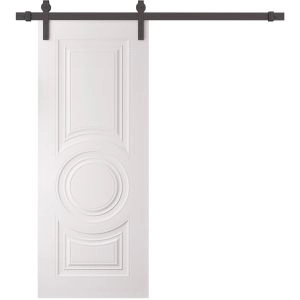 Barn Door 18 x 80 inches | BASIC 9801 White | 6.6FT Rail Track Heavy Hardware Set | Solid Panel Interior Doors
