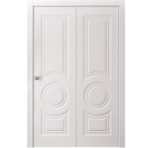 Sliding Closet Bi-fold Doors 36 x 80 inches | BASIC 9801 White | Sturdy Tracks Moldings Trims Hardware Set | Wood Solid Bedroom Wardrobe Doors