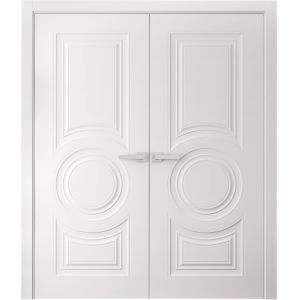 Interior Double Doors 36 x 80 inches | BASIC 9801 White | Wood Interior Solid Panel Frame | Closet Bedroom Doors