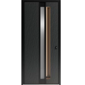 Front Exterior Aluminum Door with Hidden Handle / Hiddex 0155 Ardesia Nero / Prehung Entry Steel Metal Modern Painted W36"xH80" Right-hand Inswing