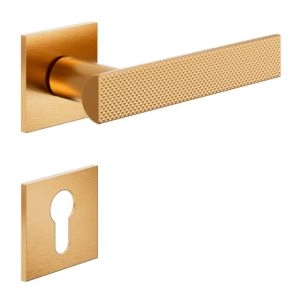 Door Euro Handle ANIK BRILLIANT02 for Magnetic Lock, Antique Satin Gold, Entry