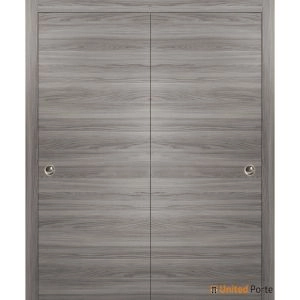 Planum 0010 Interior Closet Sliding Solid Wood Bypass Doors Ginger Ash with Track Hardware Set