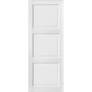 3-Panel Slab Barn Door | Lucia 2661 White Silk | Sturdy Finished Wooden Kitchen Pantry Shaker Doors | Pocket Closet Sliding 